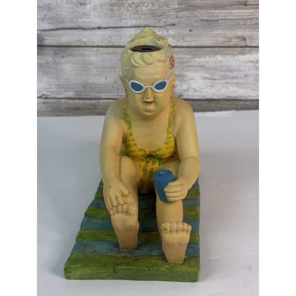 Vintage Funny Lady Sprinkler Garden Decor Sunbathing Woman Lawn Ornament Retro